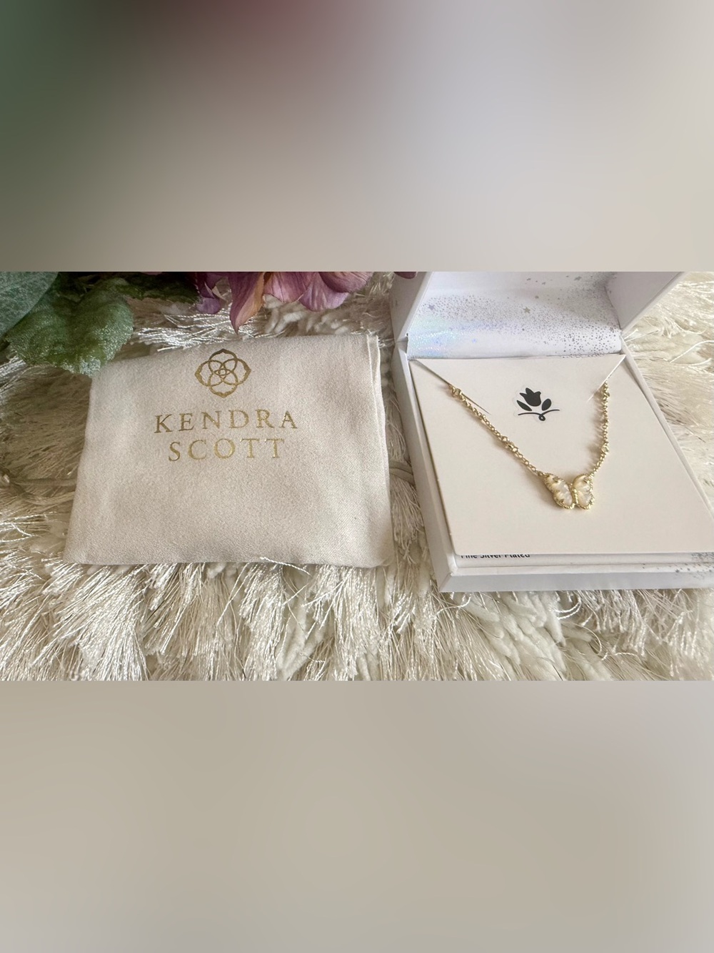 New Kendra Scott Gold Cailey Butterfly Chain Necklace with Dust pouch, Tag & Box